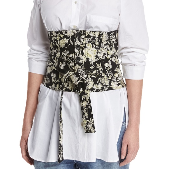 Floral Embroidered Tie-Waist Corset